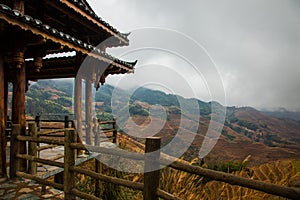 China Dazhai rice terraces in cloudy weather