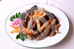 China delicious food-- sea slug fried tendon photo