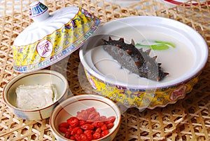 China delicious foodâ€”sea slug and wolf berry