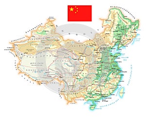 China - detailed topographic map - illustration