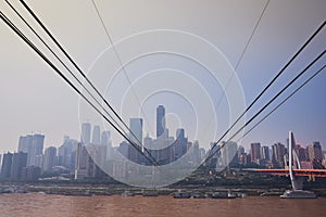 China downtown city skyline over the Yangtze River