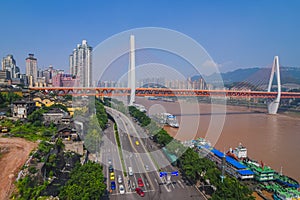 China downtown city skyline over the Yangtze River