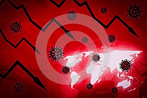 China economy down arrows crisis corona virus background