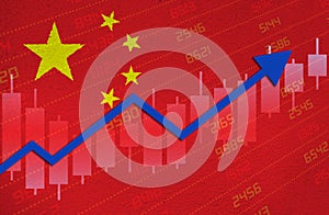 China Economy Recovery Concept With Chinese Flag Painted on Grunge Wall