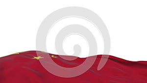 China fabric flag waving on the wind loop. Chinese embroidery stiched cloth banner swaying on the breeze. Half-filled white