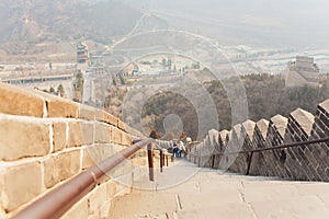 China famous landmark great wall and mountains.