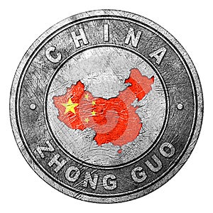 China Flag Button with Map