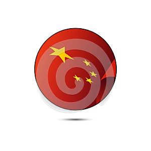 China flag button with shadow on a white background. Vector.