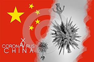 China flag with Deadly Corona VIRUS  2019nCoV photo