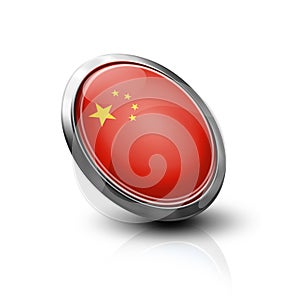 China flag glass button