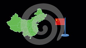 China Flag and Map Shape Animation