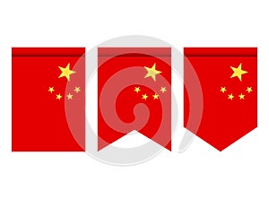 China flag or pennant isolated on white background. Pennant flag icon