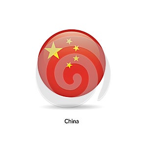 China flag - round glossy