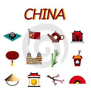 China flat icons set