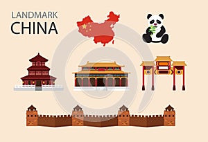 China flat vector icons set