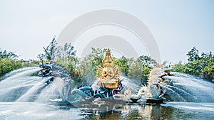 China God Statue Fountain. God Fountain Cement Artwork Statuary