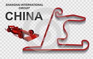 China grand prix race track for Formula 1 or F1. Detailed racetrack or national circuit