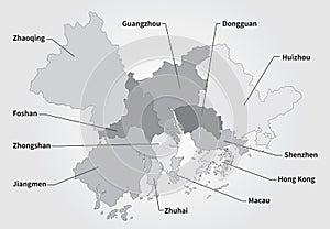 China Greater Bay Area Map in gray