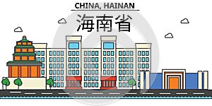 China, Hainan. City skyline architecture Editable