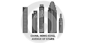 China, Hong Kong, Avenue Of Stars travel landmark vector illustration