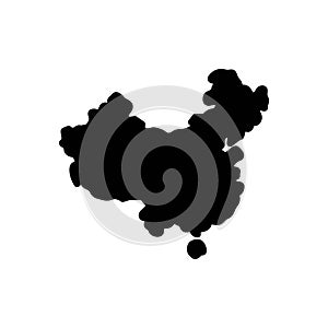 Black solid icon for China, map and country