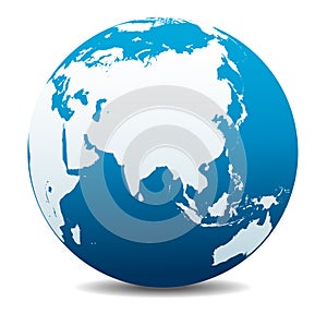 China, India, Malaysia, Philippines, Japan Planet World Globe, Earth Icon