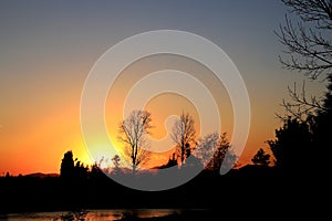 China Kunming Zhongling Mountain National Forest Park sunset