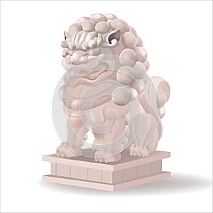 China Lion Antique Statue Isolate
