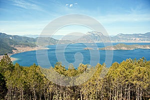 China, Lugu Lake panorama