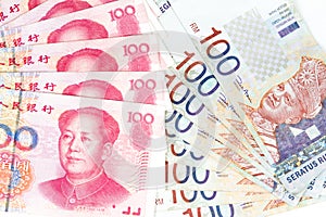 China and Malaysia Bills in White Background photo