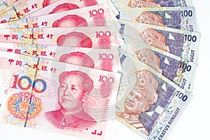 China and Malaysia Bills in White Background photo