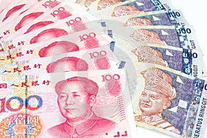 China and Malaysia Bills in White Background photo