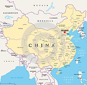 China, political map, provinces, and administrative divisions photo