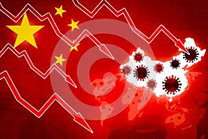 China map country coronavirus economy crisis concept
