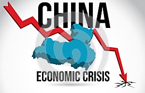 China Map Financial Crisis Economic Collapse Market Crash Global Meltdown Vector