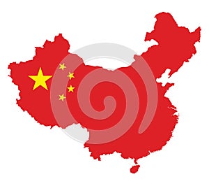 China map flag on a white background