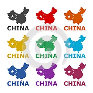 China map icon, color set