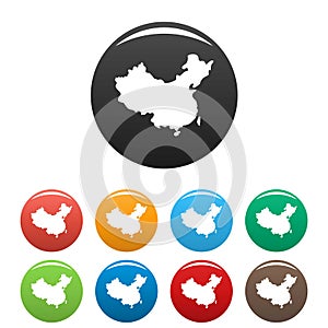 China map icons set vector