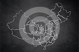 China map separate states individually blackboard chalkboard photo