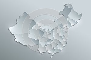 China map separate states individually glass card paper 3D blank photo