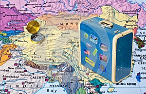 China map and travel case with stickers my photos