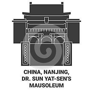 China, Nanjing, Dr. Sun Yatsen's Mausoleum travel landmark vector illustration