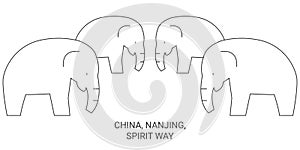 China, Nanjing, Spirit Way travel landmark vector illustration