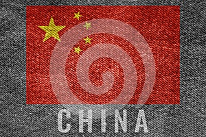 China nation flag on jean texture design