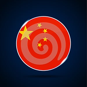 China national flag Circle button Icon. Simple flag, official colors and proportion correctly. Flat vector illustration