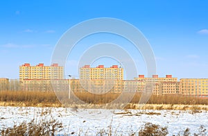 China north area residential building skyline in winter time