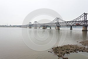 China-North Korea Friendship Bridge. a famous historic site in Dandong, Liaoning, China.