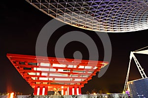 China Pavilion through Expo Axis in Night
