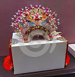 China Qing Zhao An Cultural Heritage Colorful Phoenix Bird Hat Decorations Jewels Headpiece Wardrobe Treasure Beads
