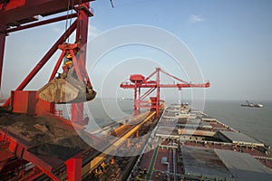 China Qingdao port and ton iron ore terminal
